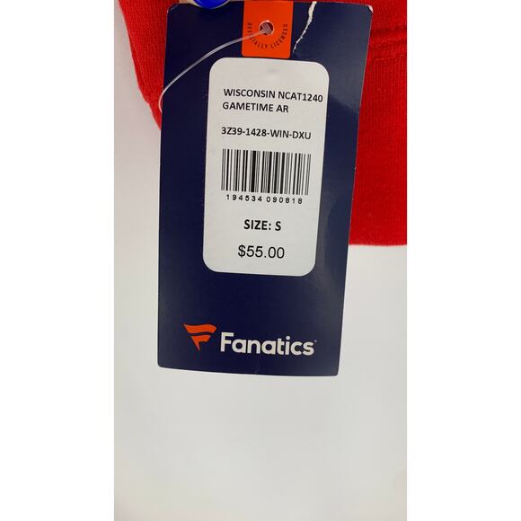 Fanatics Wisconsin Badgers Mens Gametime Pullover Hoodie Size Small Red Flawed - Picture 5 of 12